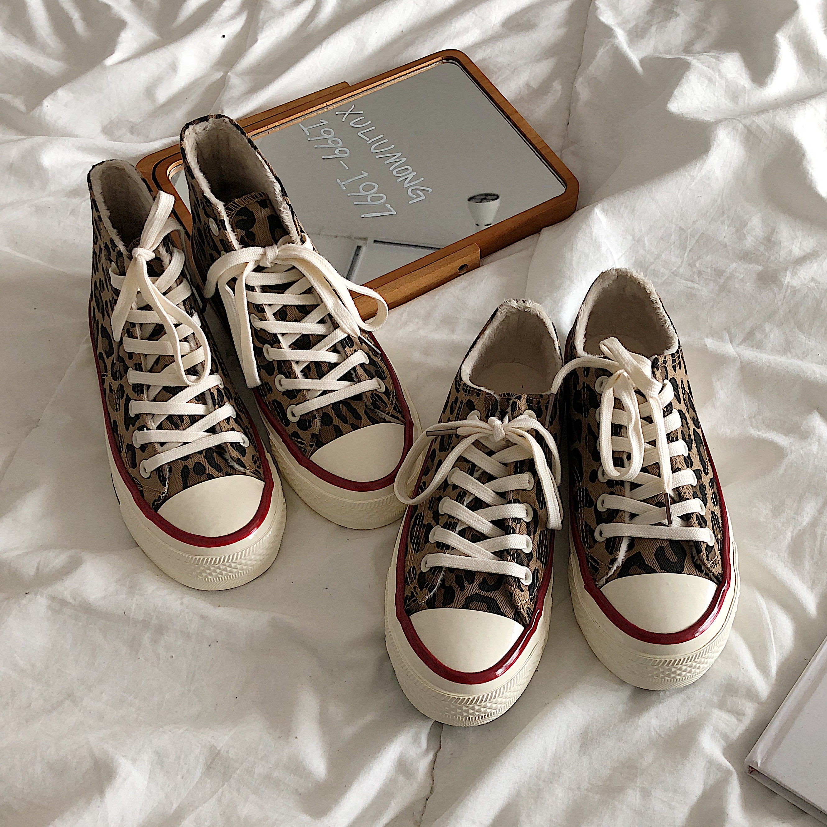 Xu Liuman Leopard cao cấp cộng với giày vải nhung cho nữ mùa đông mới giày sandals nữ