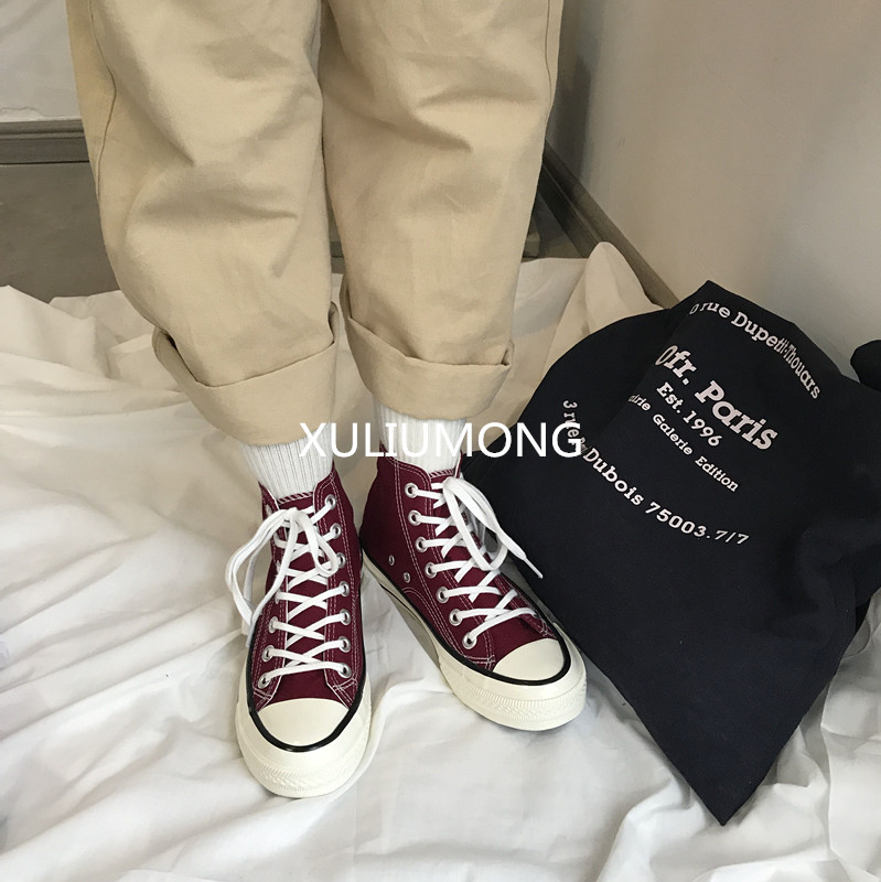 Xu Liumang Hàn Quốc chụp hàng triệu năm cổ điển hoang dã retro thập niên 1970 rượu vang đỏ giày vải cao cấp phụ nữ giày thể thao nữ màu đen