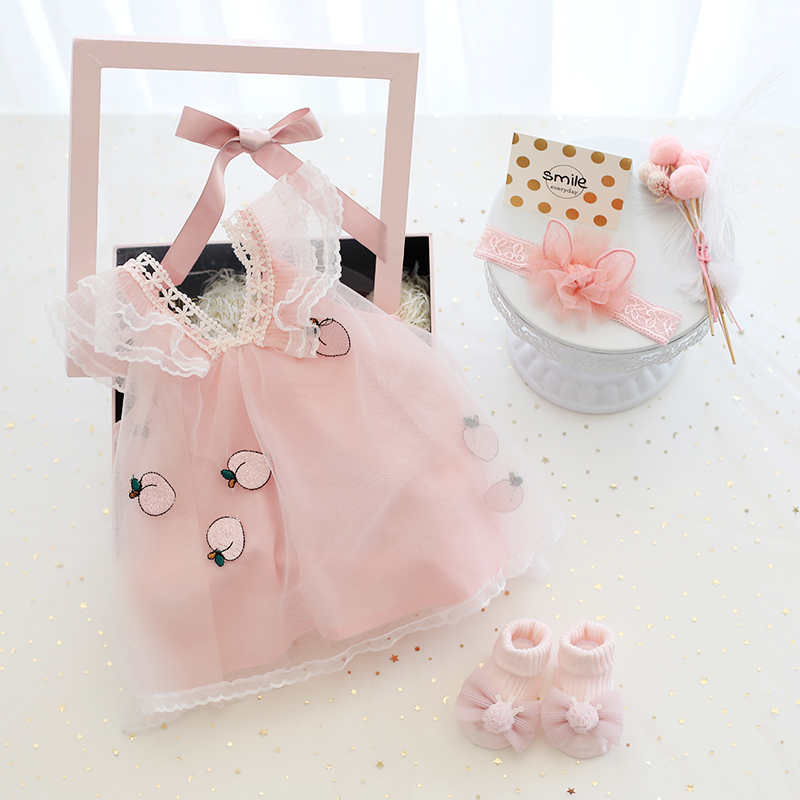 2021 New Baby Daughter Web Princess dress package for Summer 2021 high - end gift box pure cotton 100 day dress