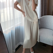  Aunt Cuis custom process is highly difficult to cut pleated skirt mid-length pleated skirt thin skirt feminine temperament