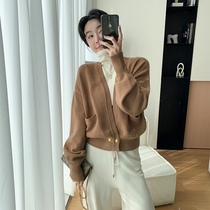 Aunt Choe to customize Grandmas open-shirt deep V Inron retro double-row buttoned sweater sweatshirt wool-knitted sweatshirt female autumn