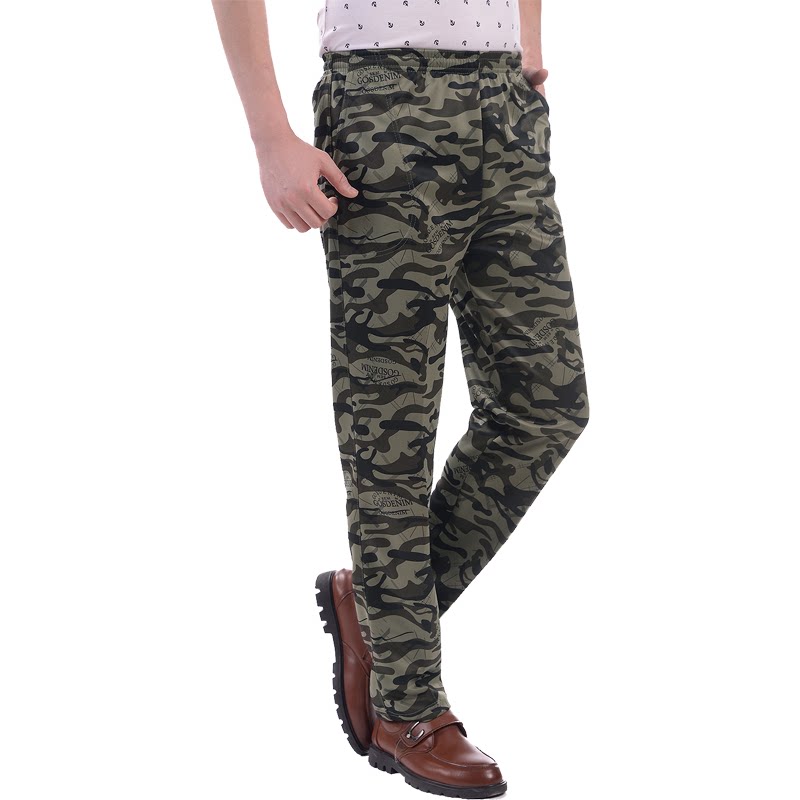 Worktrousers loose wear-resistant workers large-scale elasticity loose waist camouflage pants men summer thin straight tube tooling