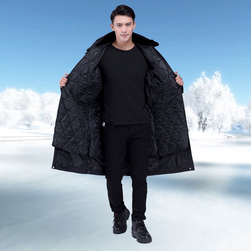 Blue old cotton coat men and women in the long-range cooling storage security work uniform winter dress