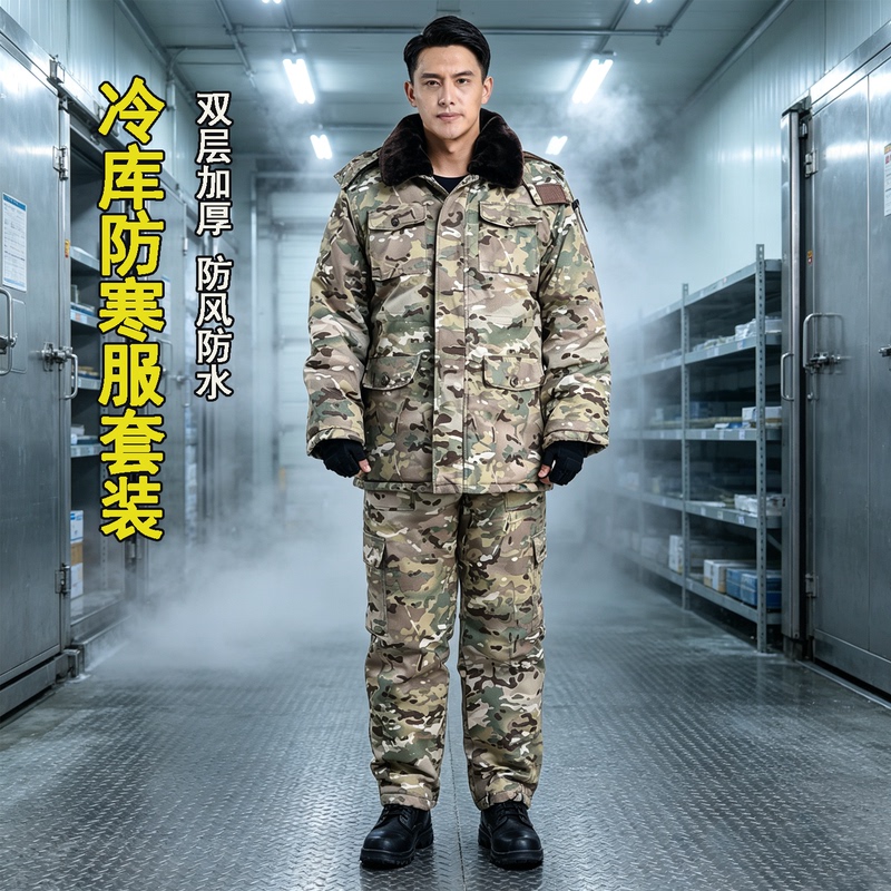 Thickened Warm Cotton Clothing Men's Winter Jacket Cold Storage Cold-Proof Suit Outdoor Loose Work Clothes Cotton Coat and Pants