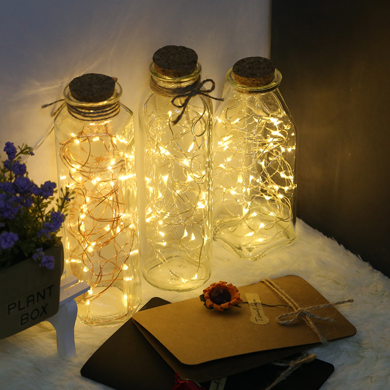 Copper wire lamp led small light string cake Cake Gift Bouquet Bottle DECORATIVE LIGHTS BUTTON Battery Brass Wire Diy Wire Lamp Bead