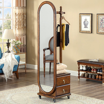 Full solid wood American Alien wearing mirror Home Full body swivel floor mirror brief Modernity Cosmetic Mirror Art Decor