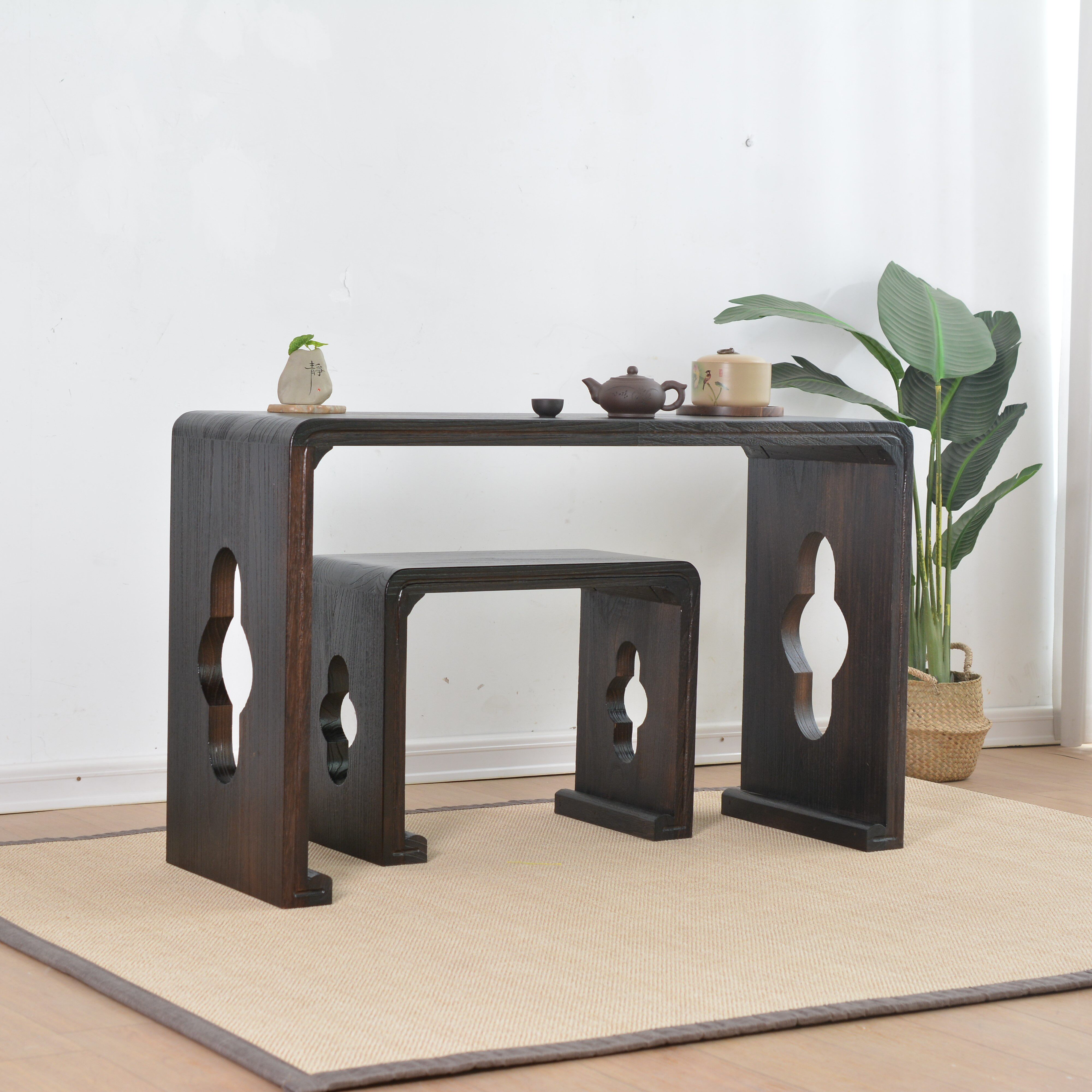 Burning Tung Wood Imitation Guqin Table Resonance Desk Chair Country Learn Calligraphy Table Ancient Kite Table Solid Wood Table Solid Wood Table For Table Tea Art Table Stool