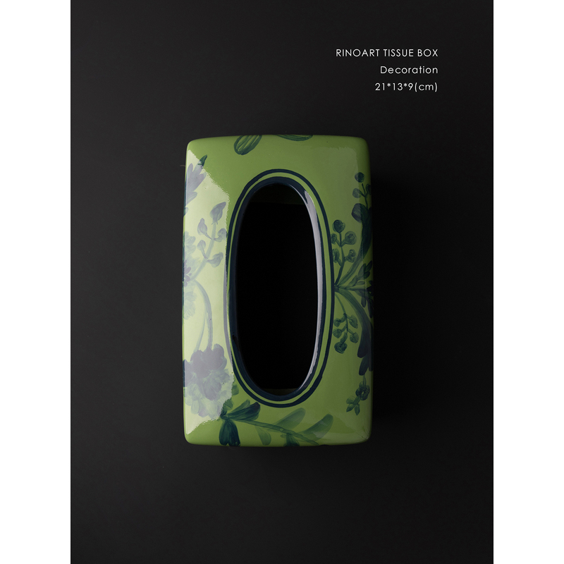 Ruonai Oriental Collection Series Greenish-Blue "Treasure Box" Hand-Painted Underglaze Waterproof Tissue Box Ruonai Oriental Collection Series Greenish-Blue "Treasure Box" Hand-Painted Underglaze Waterproof Tissue Box