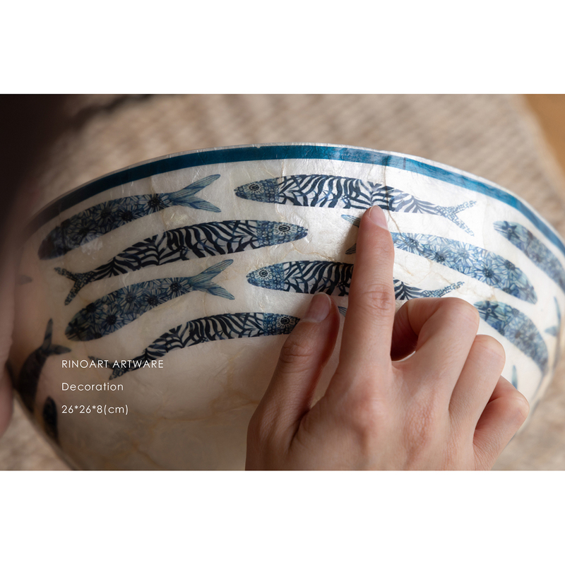 Ruonai Bali Imports Fresh Seafood Every Day! Natural Sea Moon Shell Hand-Painted Limited Edition Handmade Fruit Storage Bowl