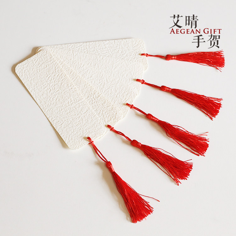 5 special paper bookmarks creative blank DIY hand rubbing paper red tassel graffiti hand-painted handmade gift can be customized