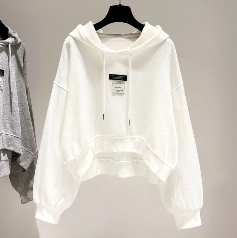 Autumn Thin Short Hooded Long-Sleeve Sweatshirt for Women 2026 New Drawstring Niche ins Loose Slimming Top for Women Autumn Thin Short Hooded Long-Sleeve Sweatshirt for Women 2026 New Drawstring Niche ins Loose Slimming Top for Women