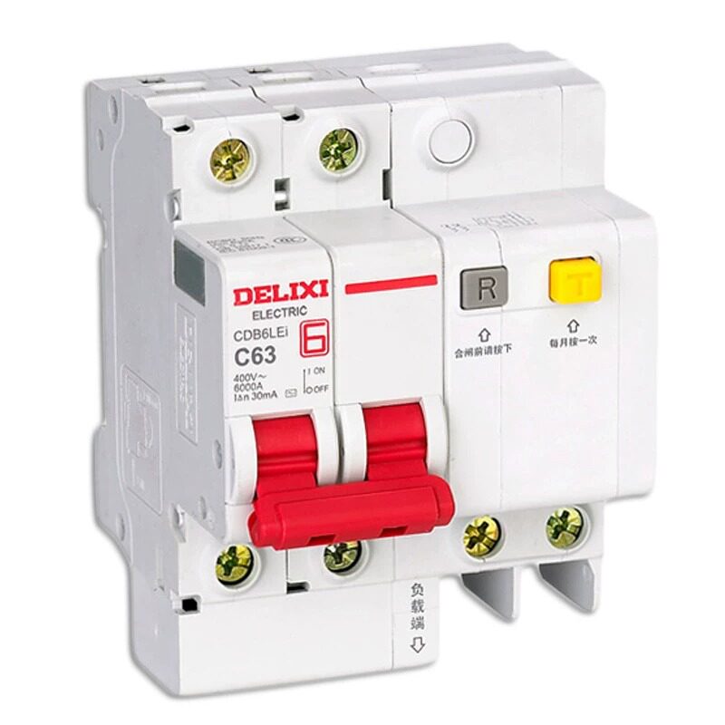 เบรกเกอร์ป้องกันไฟรั่ว Delixi รุ่น Cdb6Lei-63 ชนิด C 1P+N-4P กระแสตั้งแต่ 6A-63A แบบ AC ประเภท A