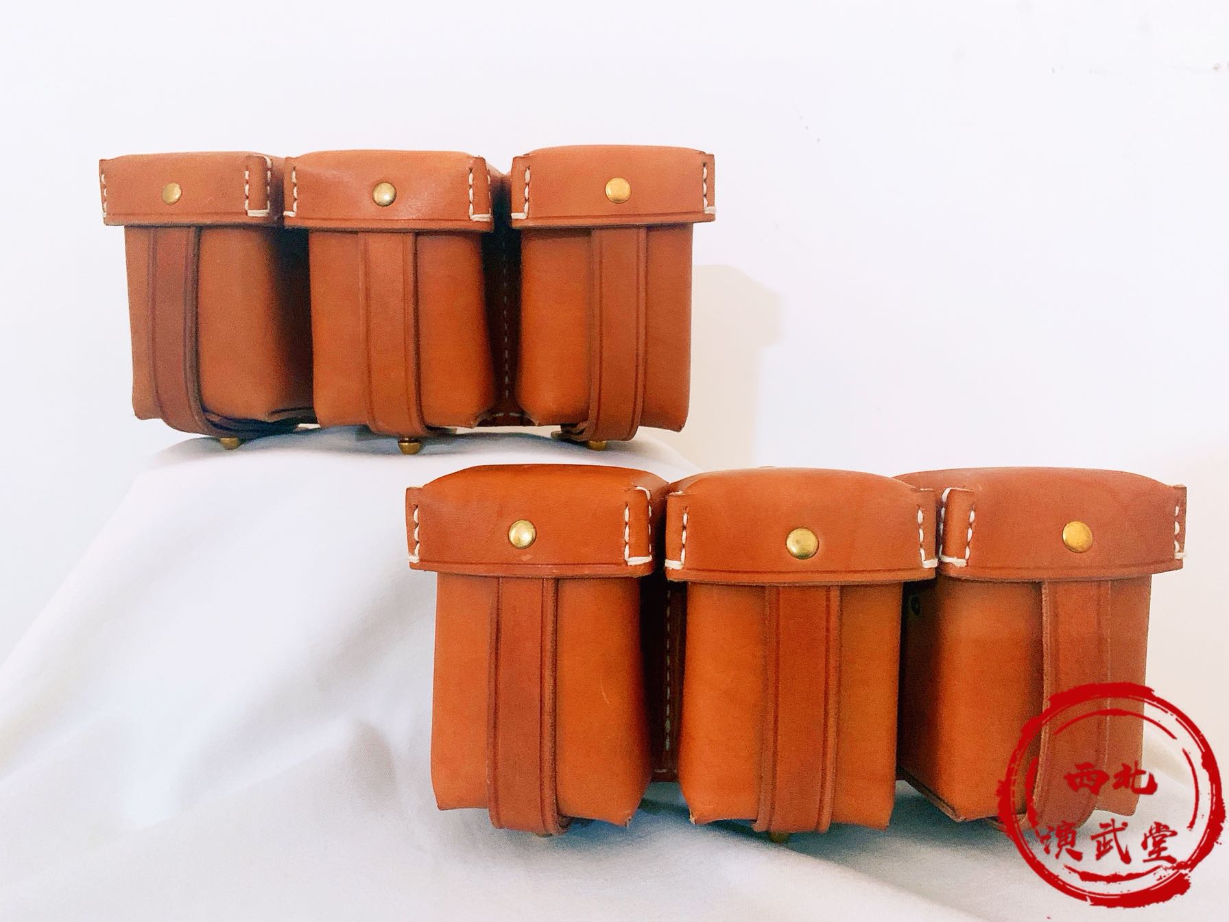 Anti-Japanese military German equipment high quality re-engraved a pair of formal cowhide running bag