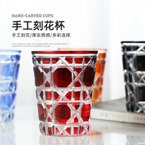 Crystal handmade glass ins style creative carved whiskey Cup fresh forest water cup female teacup
