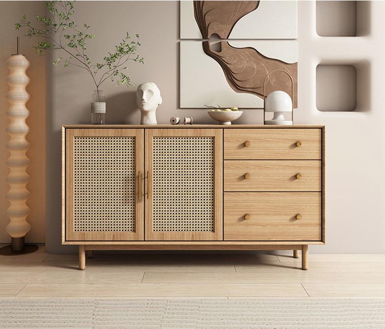Nordic Solid Wood Rattan Sideboard Living Room Entrance Cabinet Tea Cabinet Drawer Cabinet Modern Simple Natural Wood Storage Cabinet Nordic Solid Wood Rattan Sideboard Living Room Entrance Cabinet Tea Cabinet Drawer Cabinet Modern Simple Natural Wood Storage Cabinet
