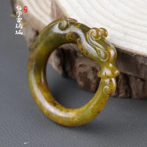 Ming and Qing Dynasties Antique jade Antique Old Xiuyu Old jade High ancient jade handle Jade pendant Jade pendant Dragon hook Wen play