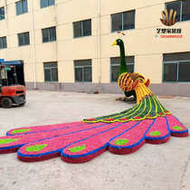Internet celebrity peacock green carving craftsmanship simulation plant green plant large Internet celebrity sculpture animal shape municipal landscape display