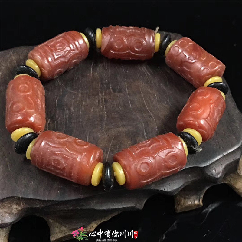 Tibet High Ancient jade Old jade Cargo Manau 39 Eye on the original stone Tianzhu Beads Hand String Foetian Pearl Handmade to Do the Old
