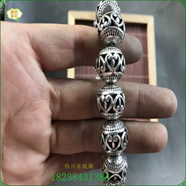 Ethnic style Miao silver bracelet Tibetan silver hand ring original handmade Chinese style literary hollow-out vintage silver jewelry for men and women