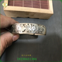 Ethnic style Miao silver bracelet Tibetan silver open hand ring original handmade Chinese style literature and art retro flower-shaped female silver jewelry