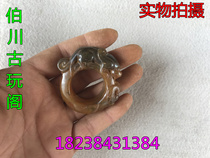 Antique collection Antique jade Jade Biyu brand old jade pendant Hollow high ancient jade Warring States Han Ming and Qing Xiuyu ring