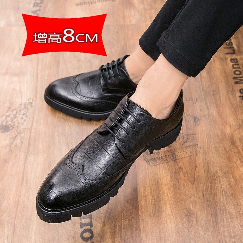 Heightening leather shoes Men's Inn Brock leisure Inner heightening 8CM genuine leather 10CM pine pastry Thick Bottom Hair Stylist Men's Shoes-Taobao