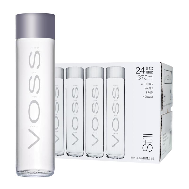 voss veless mineral water imported pure glass bottle 375ml * 24 bottles of whole tank natural drinking water