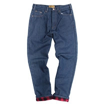 The moment of the chickens heart has a good texture. Winter plus velvet thickened foreign trade Mens loose straight jeans