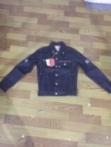 Dark Sakura hard goods heavy undelaminated tannic red ear Hemming good texture for men and women slim denim jacket jacket