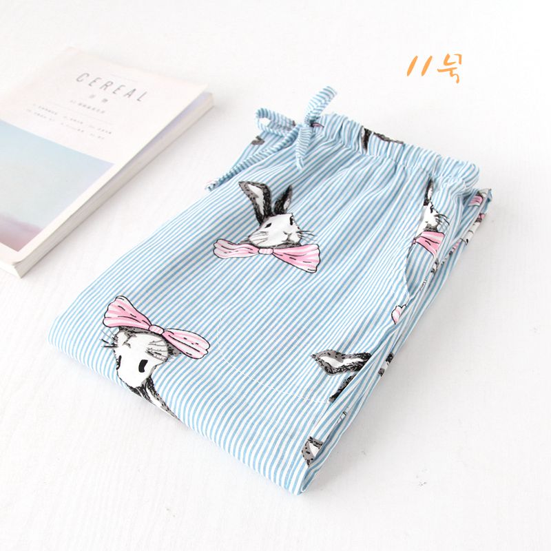 New lady cotton gạc pyjama quần mùa hè mỏng phần nhà giản dị quần mùa xuân và mùa thu cotton tập thể dục buổi sáng lỏng kích thước lớn quần đùi nữ