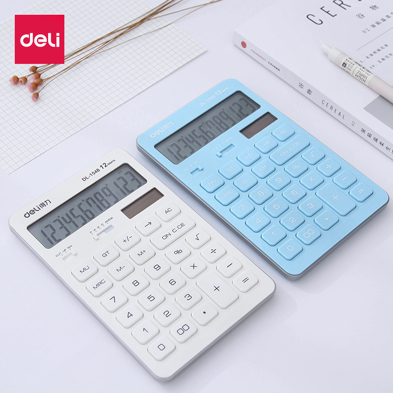 Deli calculator Cute candy color solar calculator Office creative small fresh student computer Finance office supplies