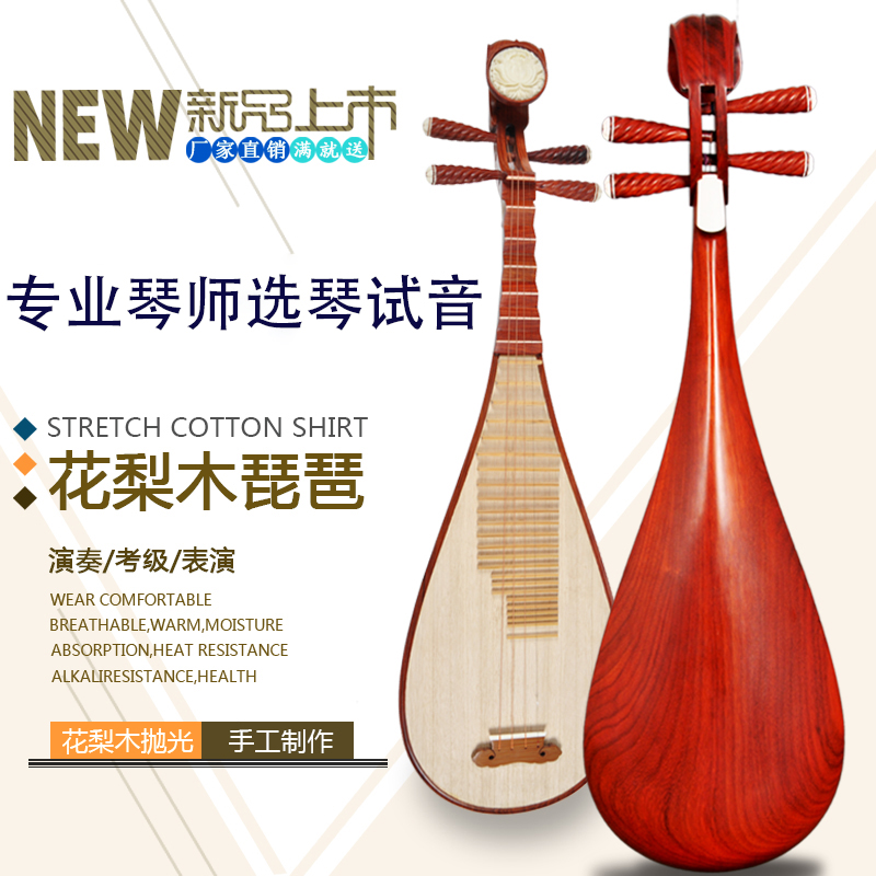 Professional mahogany adult pipa musical instrument beginner practice examination special children's small pipa piano factory direct sales