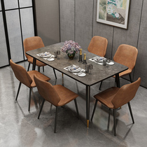 Nordic dining table and chairs Composition Home Small family Type modern minimalist Fancy Light Lavish 4 People 6 People Rectangular Dining Table