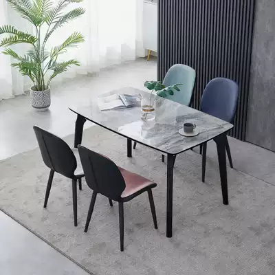 Imported Italian minimalist light luxury Rock board dining table and chair combination household small apartment modern simple rectangular rice table