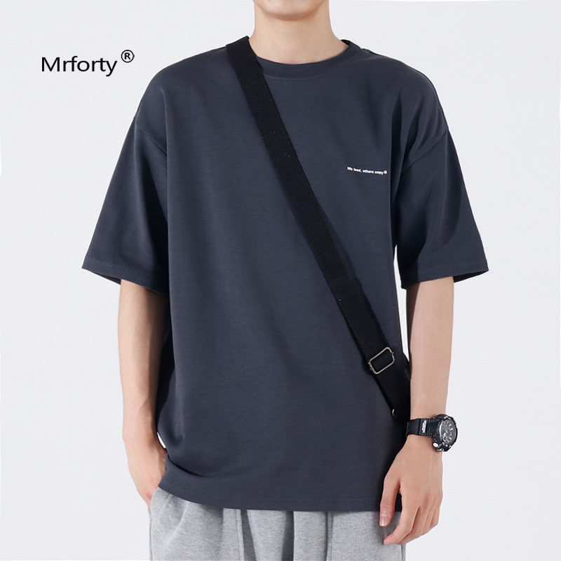 Mr Forty Short Sleeve T-Shirt Male Summer Ins Tide Cards Round Collar Half Sleeve Heavy Pound Pure Cotton Pure Casual Loose T-Shirt