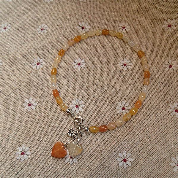 Original design imitation Gobi jade gold silk jade heart shaped meticulously hand-made with a set of feet ring national wind female