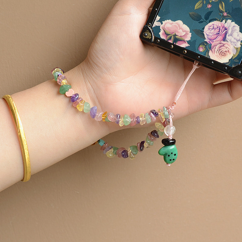 Duobao crystal floral mobile phone lanyard mobile phone lanyard women's accessories mobile phone lanyard key hanging wrist detachable anti-lost rope