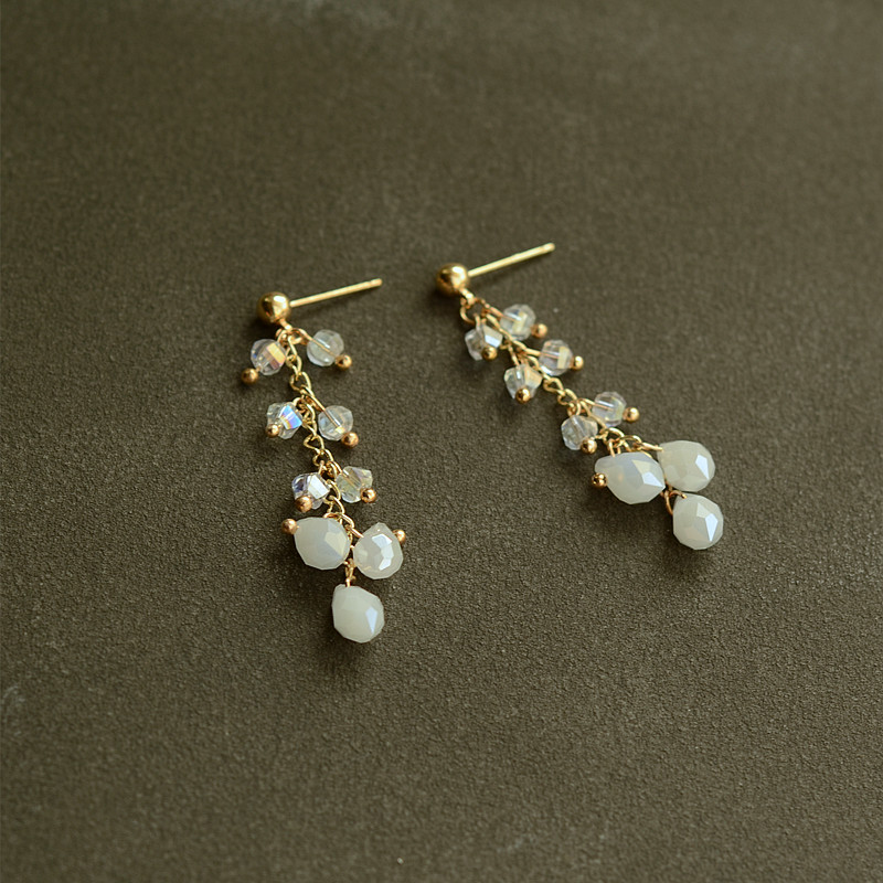 Original Design Crystal Long Version Temperament Earrings Women's Korean Personality Fashion Water Drop Ear Needle Earrings Net Red Earrings