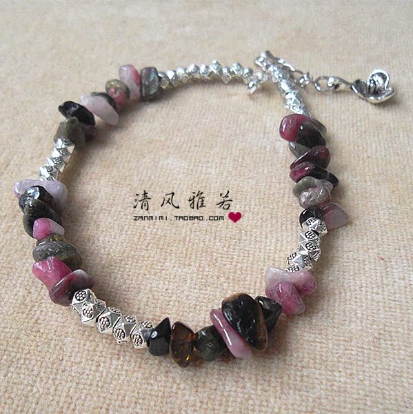 Tự nhiên citrine tourmaline bột tinh thể garnet citrine fluorite olivine thạch anh hoa vòng chân vòng hoa - Vòng chân lắc chân nữ pnj
