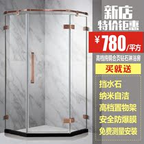 Chengdu custom stainless steel bronze shower room simple diamond bathroom glass door toilet shower partition door