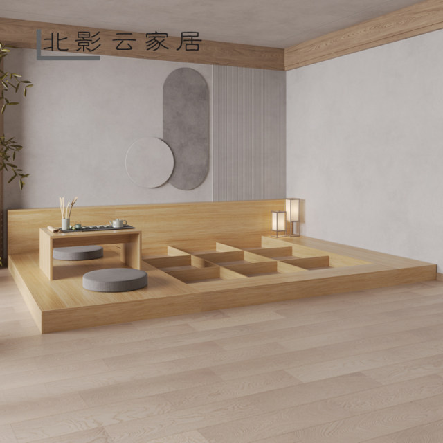 Customized floor tatami bed low bed 2 ແມັດ 3 ແມັດ ຂະຫນາດໃຫຍ່ double floor type bed floor low bed box