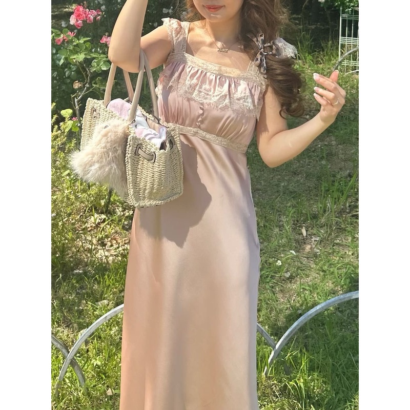 Real Shot in Stock: 26 Summer Style lb Brand Sweet and Slightly Sexy Mature Style Lace-Trimmed Dress, Vintage Antique Dress