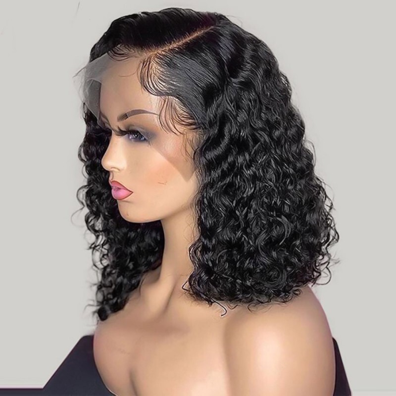 100% Human Hair Short Curly 13*4 Lace African Human Hair Wig Natural