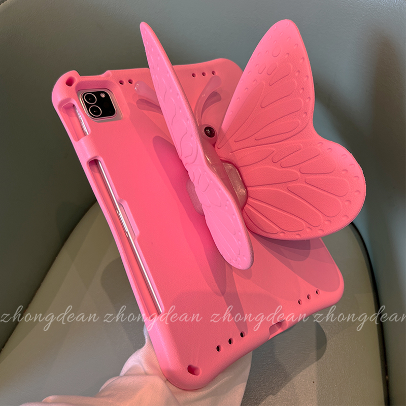 2025 New Butterfly-Themed Protective Case for Apple iPad 11 Tablet, Pro 11inch Rotating Stand Cartoon iPad 10 Full Coverage Air7/6/5 Cute Eva Soft Case Mini7/6 Anti-Drop 13inch