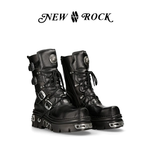 NewRock официальные аутентичные испанские ботинки из натуральной кожи в старинном стиле ручной работы на заказ в темном стиле панк до середины икры с металлической толстой подошвой