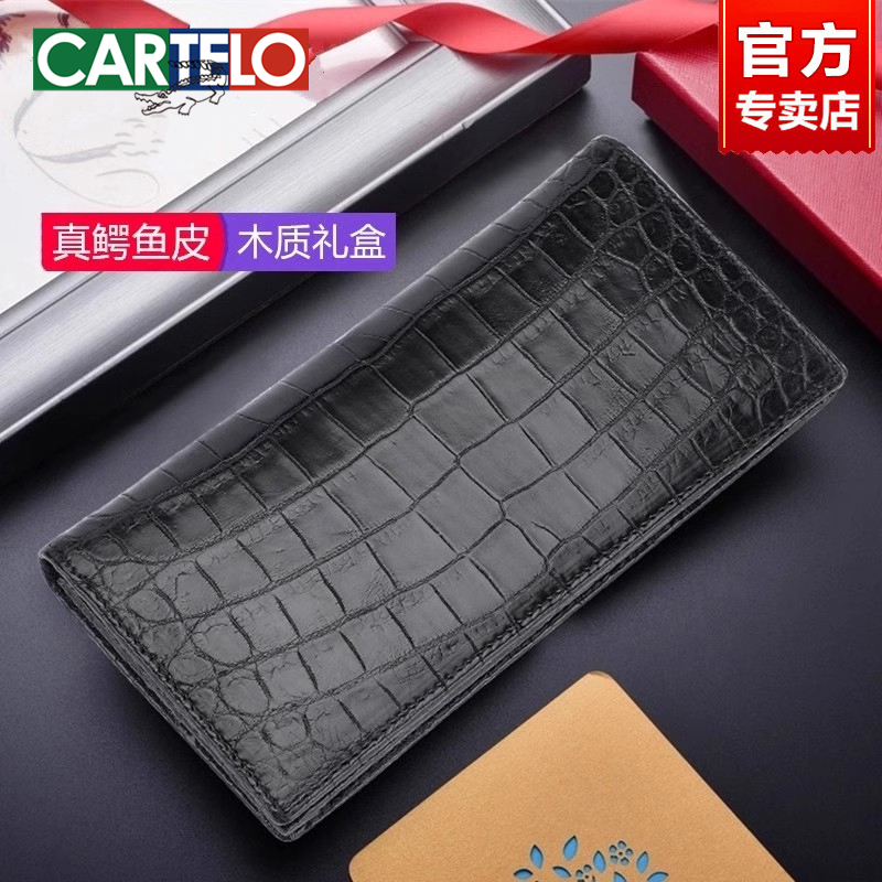 Cardile Crocodile Men's Wallet Long Style Genuine Leather Zipper Large Capacity Driver's License Wallet Crocodile Leather New Wallet