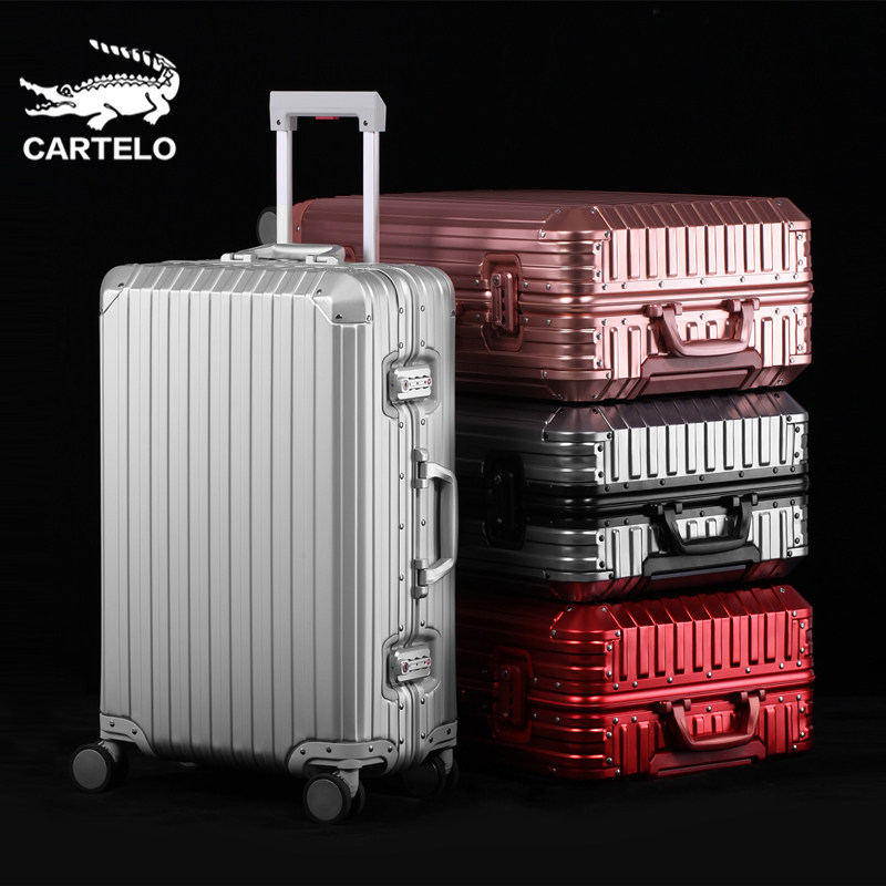 Full aluminum magnesium alloy suitcase men's large capacity thickened metal pull-lever box frame sturdy universal wheel suitcase woman