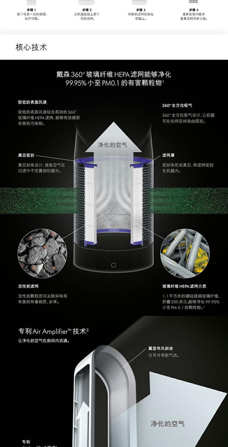 Quạt thanh lọc không khí Dyson Dyson DP01 Quạt thanh lọc mát mẻ Gió thông minh Mua sắm phương Đông quạt đèn