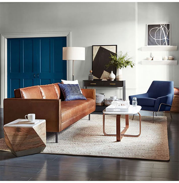 Nordic căn hộ phòng khách khép kín căn hộ nhỏ pu ghế sofa da triple double chữ số công nghiệp phong cách loft sofa da - Ghế sô pha sofa gỗ sồi hiện đại