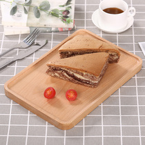 Tray Japanese beech rectangular plate Wooden tea plate Dining plate Household solid wood Fruit bread wood inventory heart plate